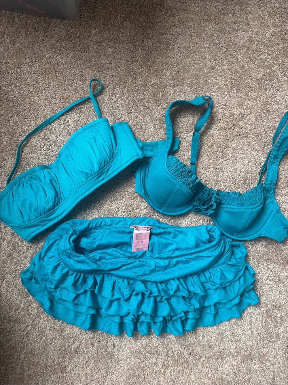 Juicy Couture swim skirt set bonus Betsey Johnson bikini top s/p